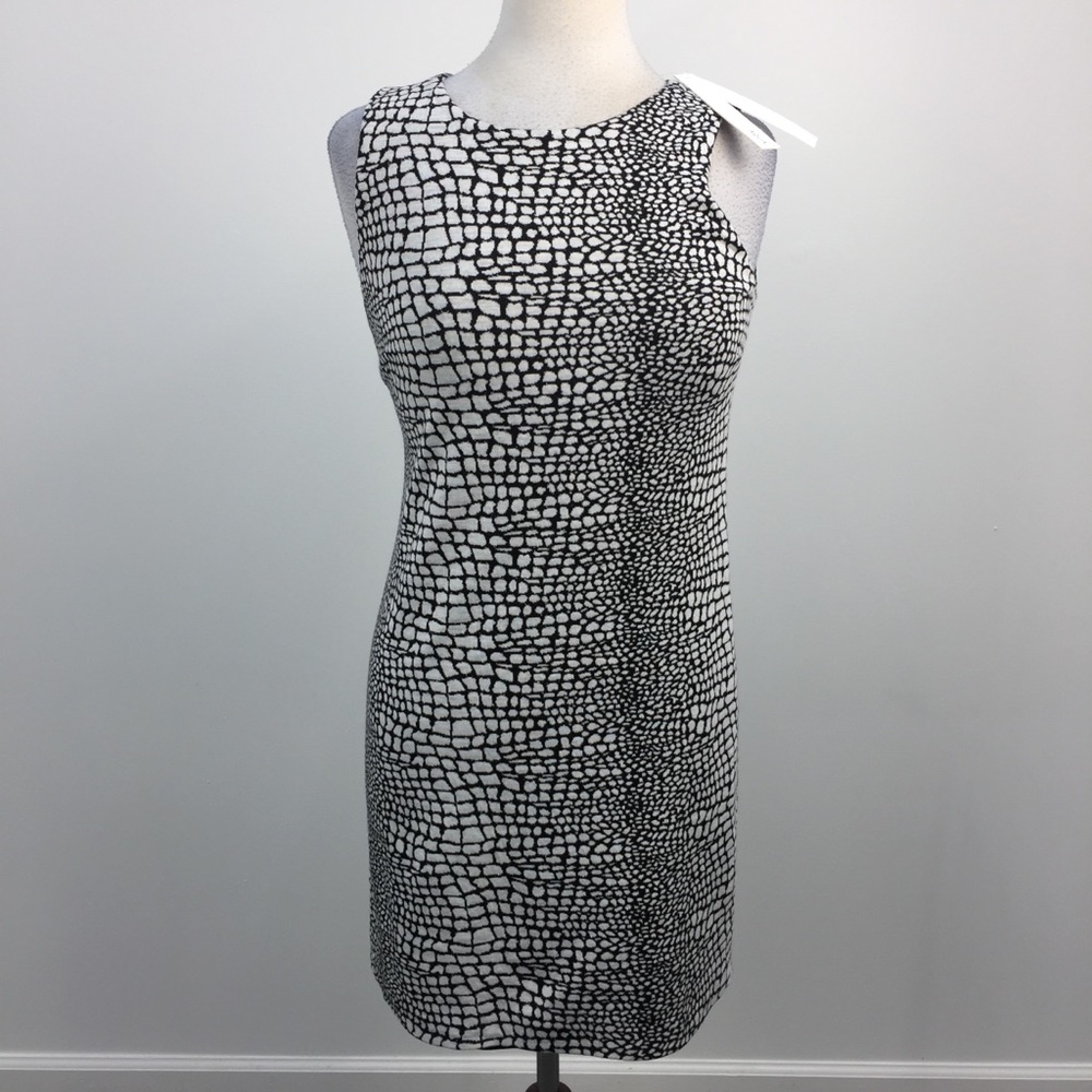 AQUA B&W Snake Print Crewneck Sleeveless Dress